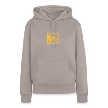 vomit v2 - Kotzen v2 - Frauen Premium Bio Hoodie - Taupe - Vorne - Julia (174cm)