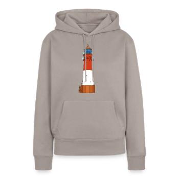 Leuchtturm Büsum - Frauen Premium Bio Hoodie - Taupe - Vorne - Julia (174cm)