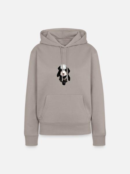 Gesicht Welpen - Frauen Premium Bio Hoodie - Taupe