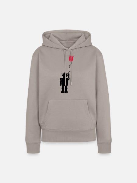 Roboterluftballon Hinten - Frauen Premium Bio Hoodie - Taupe