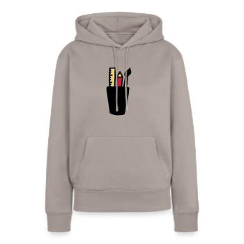 Stift - Pinsel - Lineal - Frauen Premium Bio Hoodie - Taupe - Vorne - Julia (174cm)