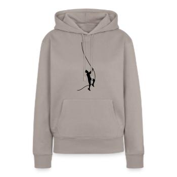 silhouette corde escalade oscillation liane sport out - Sweat à capuche Premium bio Femme - taupe - Devant - Julia (174cm)