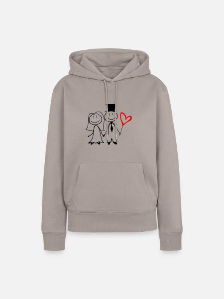 Hochzeitspaar Wedding Junggesellinnenabschied - Frauen Premium Bio Hoodie - Taupe