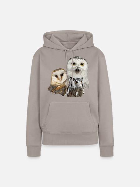 Nächtliche Raubvögel - Frauen Premium Bio Hoodie - Taupe