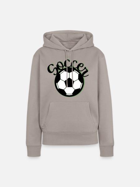 SOCCER GRÜN - Frauen Premium Bio Hoodie - Taupe