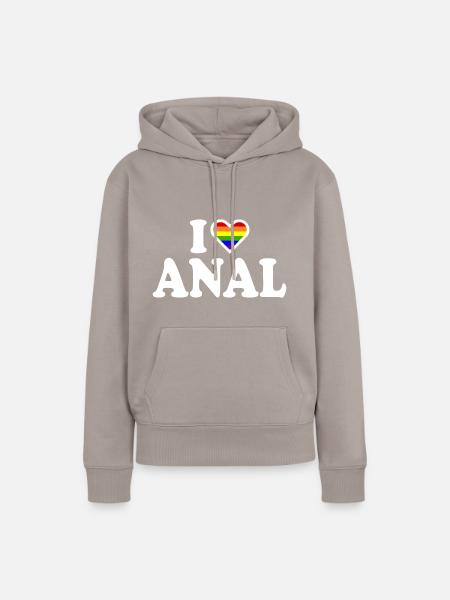 I love anal - Frauen Premium Bio Hoodie - Taupe