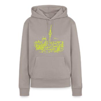 Le panorama de Berlin - Sweat à capuche Premium bio Femme - taupe - Devant - Julia (174cm)