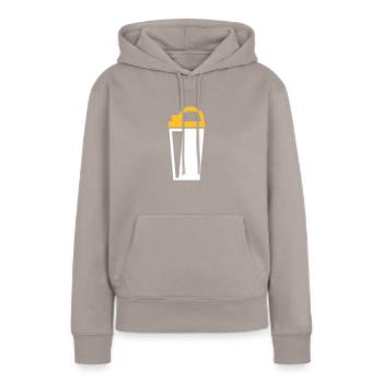 shaker protéine - Sweat à capuche Premium bio Femme - taupe - Devant - Julia (174cm)