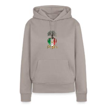 Apulien Wurzeln Herz - Frauen Premium Bio Hoodie - Taupe - Vorne - Julia (174cm)