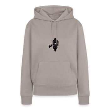 Motard - Sweat à capuche Premium bio Femme - taupe - Devant - Julia (174cm)