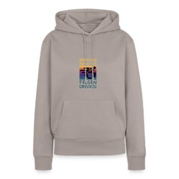Le freinage salit les jantes - Sweat à capuche Premium bio Femme - taupe - Devant - Julia (174cm)
