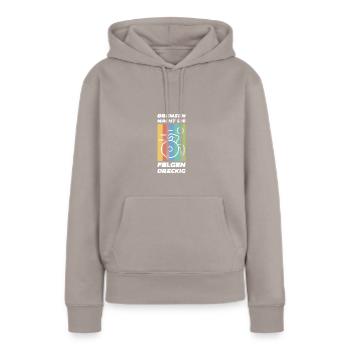 Rollstuhl Behinderung Handicap Rollstuhlfahrer - Frauen Premium Bio Hoodie - Taupe - Vorne - Julia (174cm)