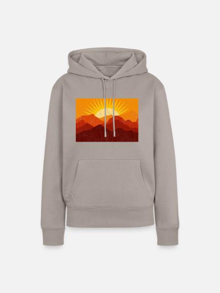 Sommer Wald Berge Sonne - Frauen Premium Bio Hoodie - Taupe