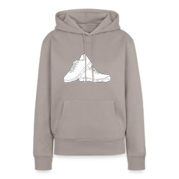 Running shoes Black Solid - Frauen Premium Bio Hoodie - Taupe - Vorne - Julia (174cm)