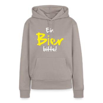 Ein Bier bitte - Frauen Premium Bio Hoodie - Taupe - Vorne - Julia (174cm)