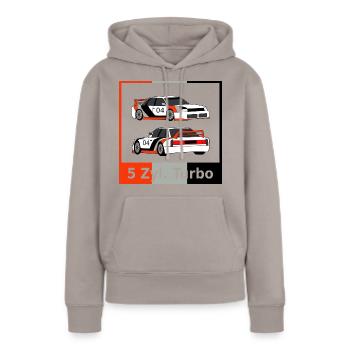 Turbo 5 cylindres - Sweat à capuche Premium bio Femme - taupe - Devant - Julia (174cm)