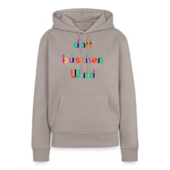 datt bueschen Wind - Frauen Premium Bio Hoodie - Taupe - Vorne - Julia (174cm)