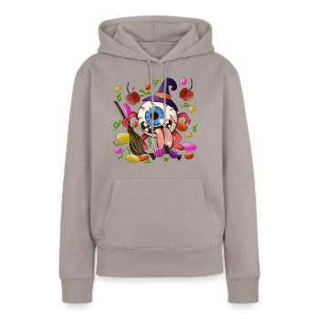 Bonbons de globe oculaire Happy Halloween Gift - Sweat à capuche Premium bio Femme - taupe - Devant - Julia (174cm)