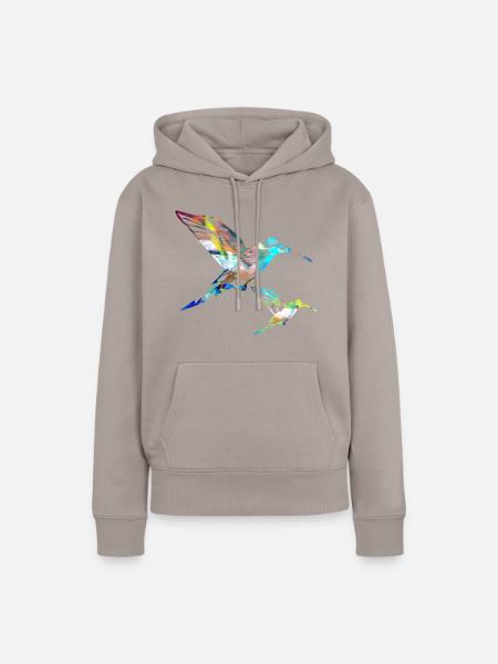 kolibri, graffiti ,malerei, vogel,malerei, - Frauen Premium Bio Hoodie - Taupe