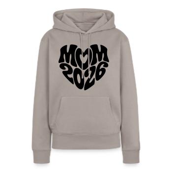 Maman 2026 Forme de coeur Maman Bébé Forme de coeur Maman 2026 - Sweat à capuche Premium bio Femme - taupe - Devant - Julia (174cm)