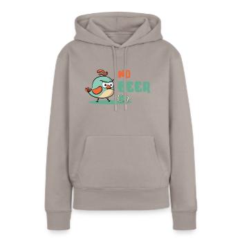 No Beer / No bière / agacé hirondelle pic - Sweat à capuche Premium bio Femme - taupe - Devant - Julia (174cm)