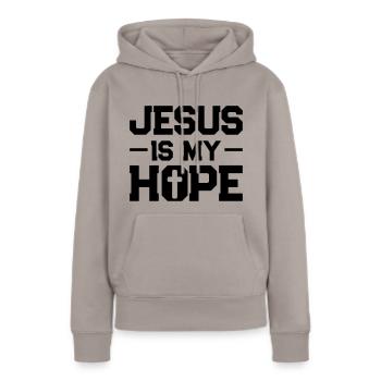 jesus hoffnung - Frauen Premium Bio Hoodie - Taupe - Vorne - Julia (174cm)