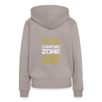 IDÉE CADEAU / IDÉE CADEAU DE ZONE DE FIN DE CONFORT - Sweat à capuche Premium bio Femme - taupe - Dos - Julia (174cm)