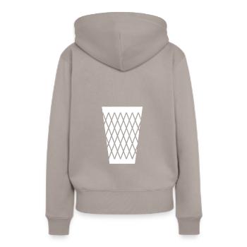 Geripptes - Apfelwein Glas - Frauen Premium Bio Hoodie - Taupe - Hinten - Julia (174cm)