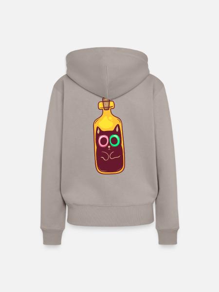 Katze in Flasche - Frauen Premium Bio Hoodie - Taupe