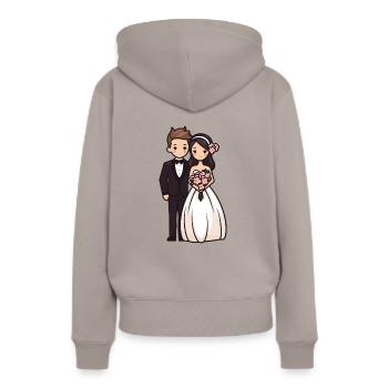Mariée marié jeunes mariés mariage - Sweat à capuche Premium bio Femme - taupe - Dos - Julia (174cm)