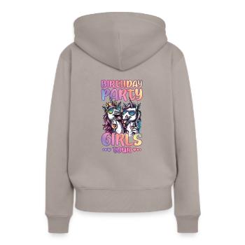 Visite des filles d’anniversaire - Sweat à capuche Premium bio Femme - taupe - Dos - Julia (174cm)