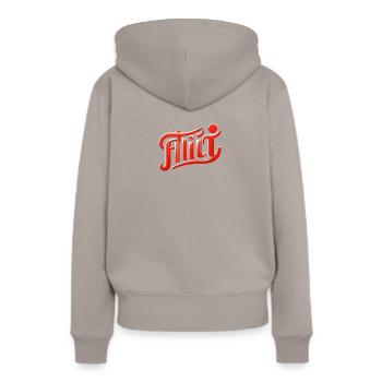 Flirt - Frauen Premium Bio Hoodie - Taupe - Hinten - Julia (174cm)