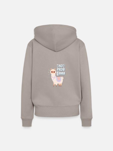 cooles Lama - Frauen Premium Bio Hoodie - Taupe