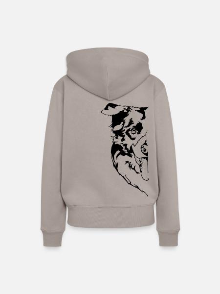 Border Collie - Frauen Premium Bio Hoodie - Taupe