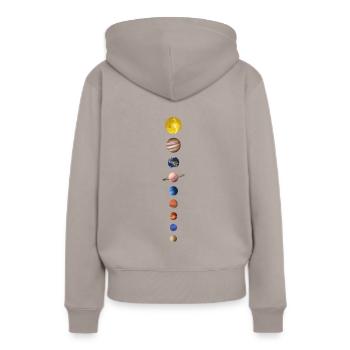 Planètes - Sweat à capuche Premium bio Femme - taupe - Dos - Julia (174cm)