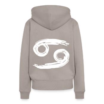 Sternzeichen Krebs - Frauen Premium Bio Hoodie - Taupe - Hinten - Julia (174cm)