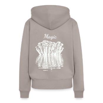 Champignons magiques - Sweat à capuche Premium bio Femme - taupe - Dos - Julia (174cm)