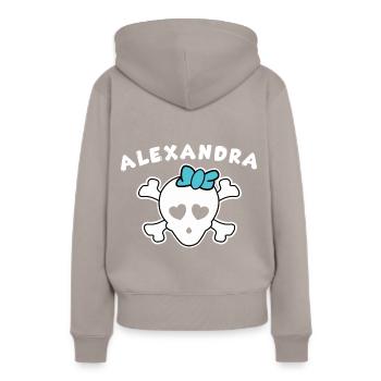 Piratin Alexandra Design für Mädchen und Frauen - Frauen Premium Bio Hoodie - Taupe - Hinten - Julia (174cm)