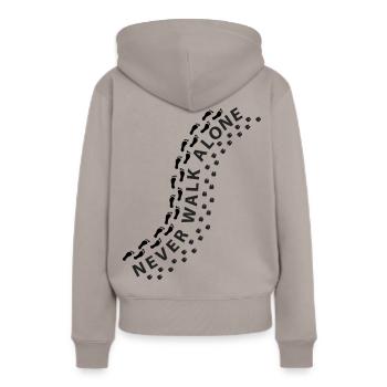 Alpaca Lama Hoof Track Empreinte Ne marchez jamais seul - Sweat à capuche Premium bio Femme - taupe - Dos - Julia (174cm)