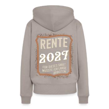 Rente 2027: Für Dieses Shirt Musste Ich Lange - Frauen Premium Bio Hoodie - Taupe - Hinten - Julia (174cm)