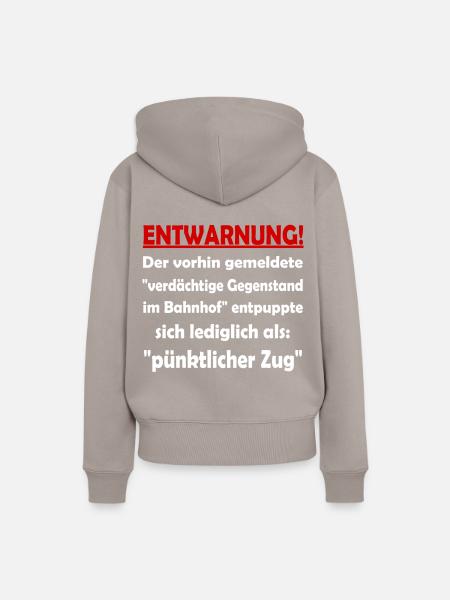 Lustiger Bahnhof Spruch Eisenbahn Zug Zu Spät - Frauen Premium Bio Hoodie - Taupe