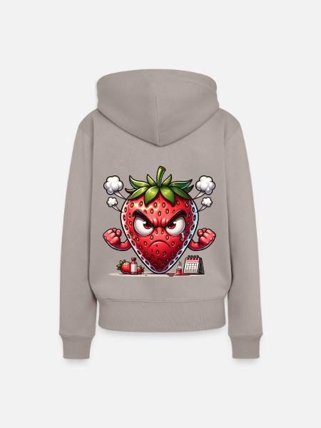 Wütende Erdbeere Cartoon Illustration - Frauen Premium Bio Hoodie - Taupe