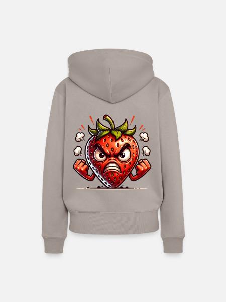 Wütende Erdbeere mit Comic-Stil - Frauen Premium Bio Hoodie - Taupe