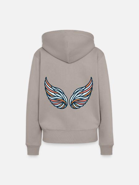 Kunstvolle Flügel-Muster Illustration - Frauen Premium Bio Hoodie - Taupe