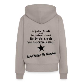 Keine Macht - Frauen Premium Bio Hoodie - Taupe - Hinten - Julia (174cm)