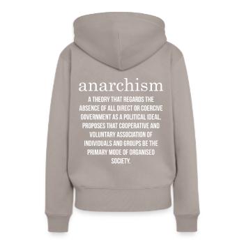 Anarchist Anarchismus Anarchie Definition - Frauen Premium Bio Hoodie - Taupe - Hinten - Julia (174cm)