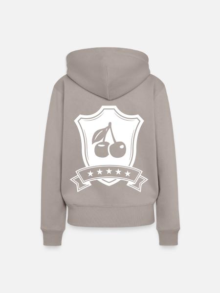 Kirschen schild - Frauen Premium Bio Hoodie - Taupe
