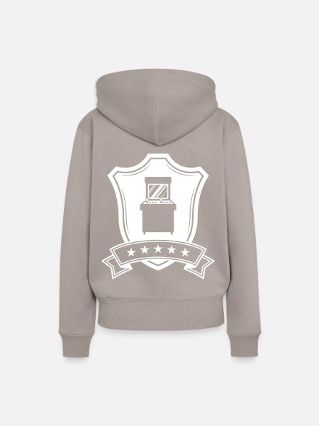 Arcade Retro Gamer Wappen - Frauen Premium Bio Hoodie - Taupe