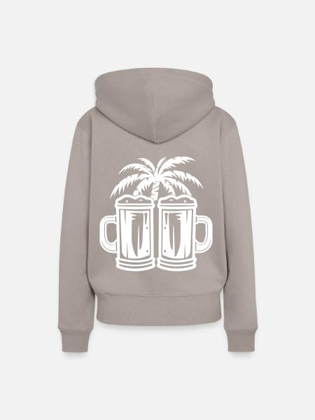 Bier Palmen Insel Urlaub - Frauen Premium Bio Hoodie - Taupe