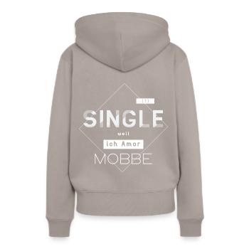 Single - Frauen Premium Bio Hoodie - Taupe - Hinten - Julia (174cm)